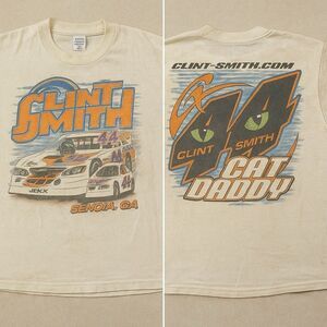 Vintage Racing T Shirt Mens 2XL White 90s NASCAR Double Sided AOP Gildan